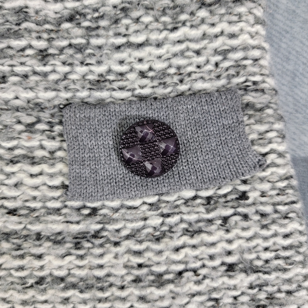 Freeway Gray Cap Sleeve Drop Waist Knit Sweater Dress Cable Knit Trim Large - Picture 6 of 11
